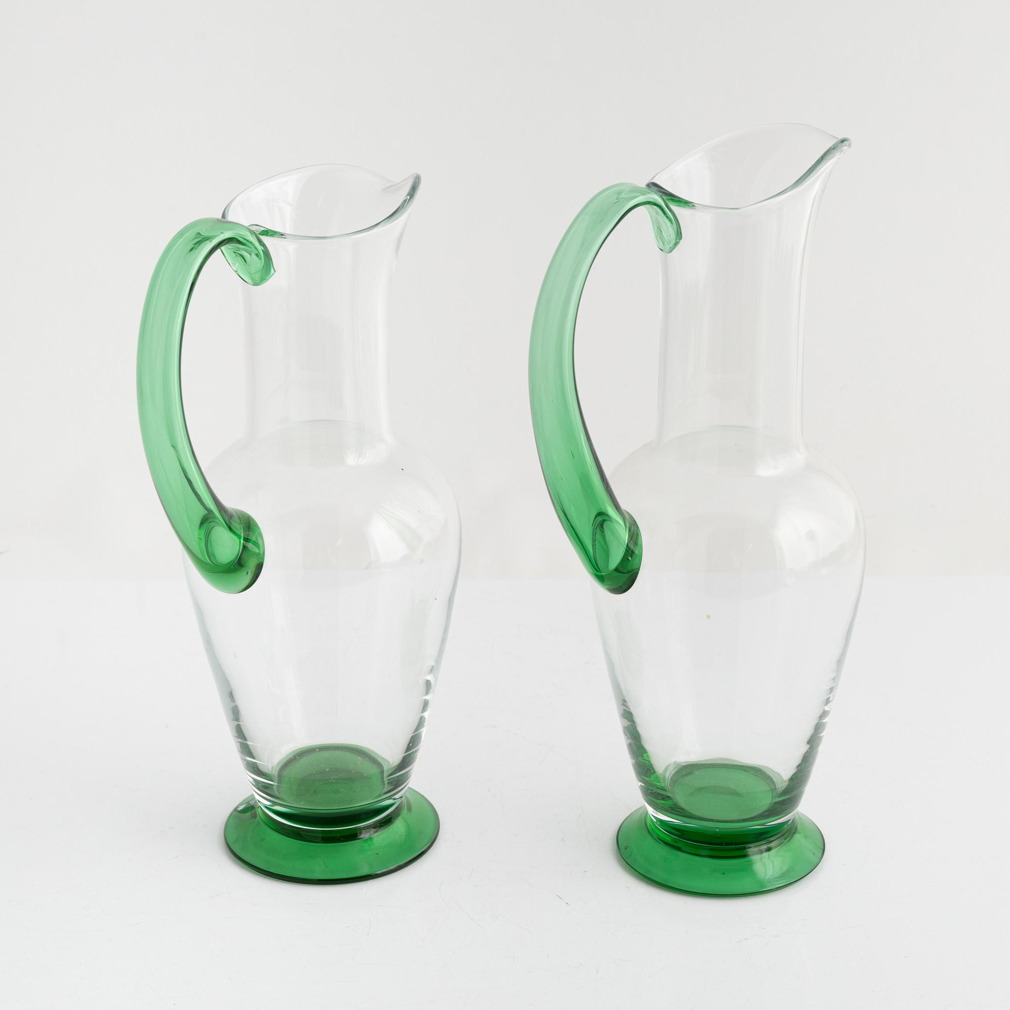 Gunnar Cyrén, kannor, 2 st, glas, "Nobel",  Orrefors, sent 1900-tal.