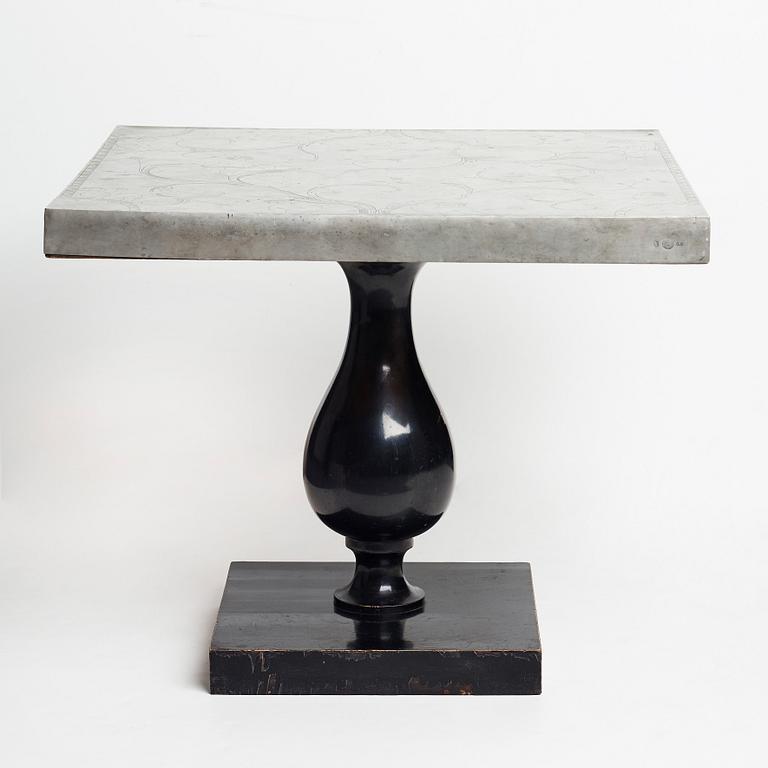 Tyra Lundgren, & Uno Åhrén, a pewter top sofa table for Svenskt Tenn, Stockholm 1928-29, model 743, provenance Estrid Ericson.