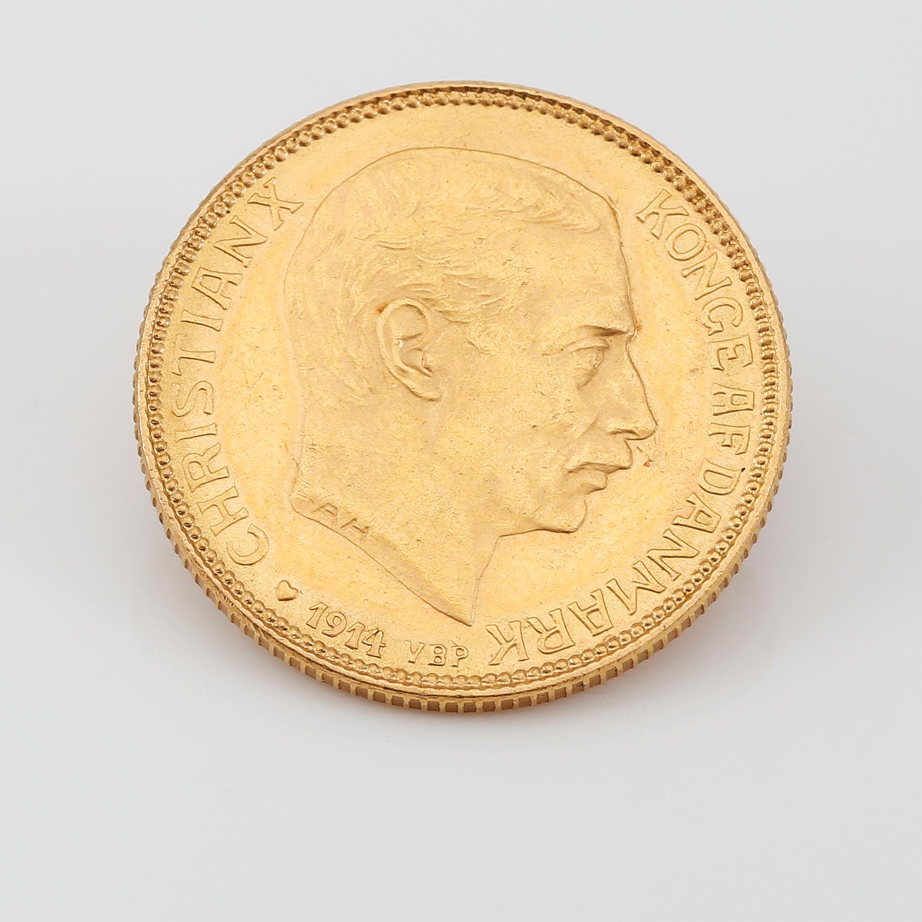 GULDMYNT, 20 kroner, Christian X, Danmark. Vikt ca 9 gram.