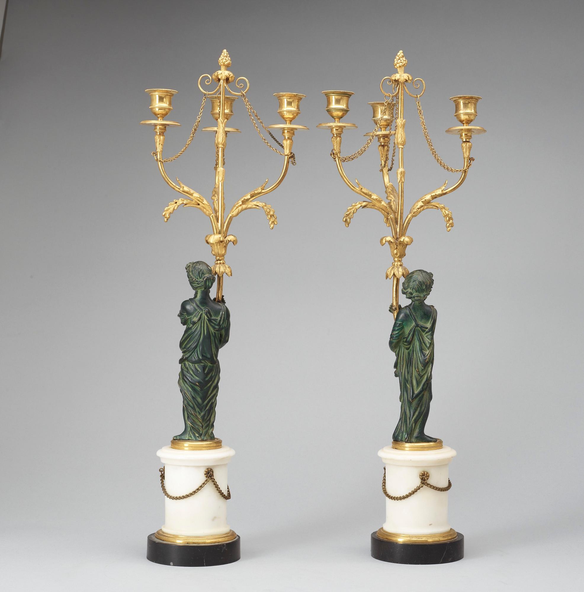 KANDELABRAR, ett par, Louis XVI, Frankrike, 1700-talets andra hälft.