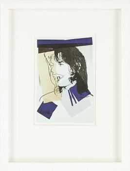 ANDY WARHOL, efter, färgoffsettryck, ANNOUNCEMENT CARD, Mick Jagger, 1975.