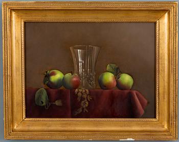 Nadine Lundahl, APPLES ON RED CLOTH.