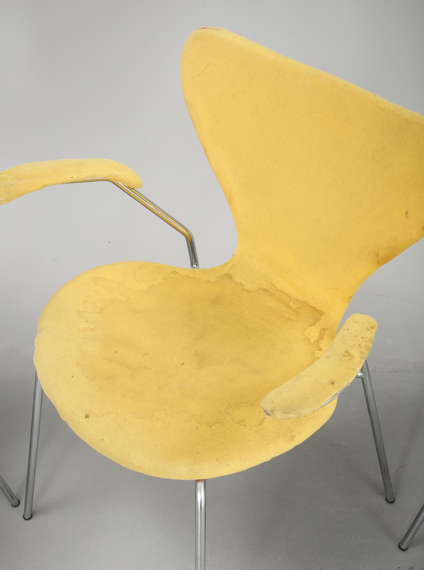 KARMSTOLAR, 6 st, "Sjuan", Arne Jacobsen, Fritz Hansen, 1900-talets andra hälft.