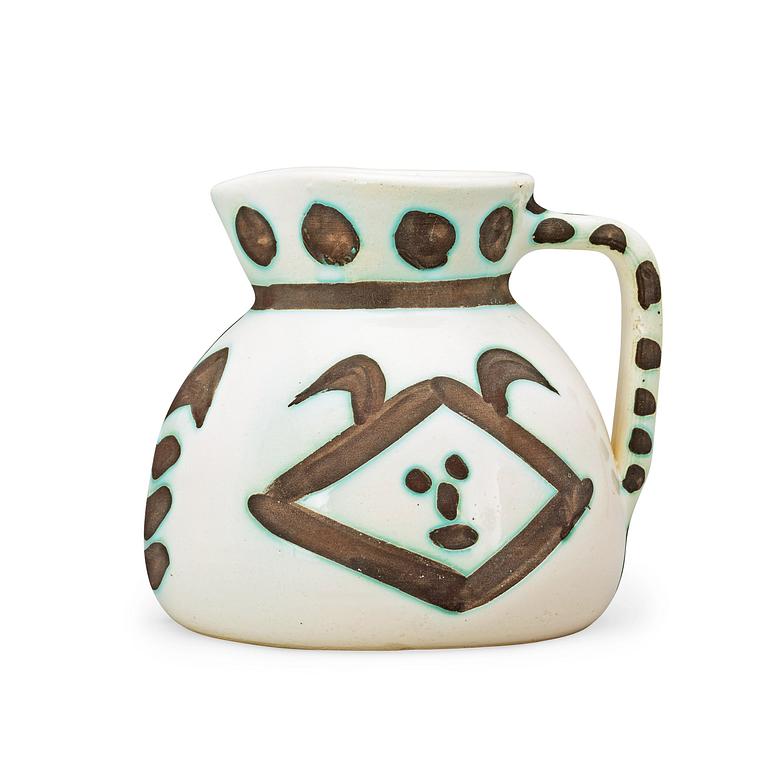 A Pablo Picasso 'Têtes' pitcher, Madoura, Vallauris, France 1956.