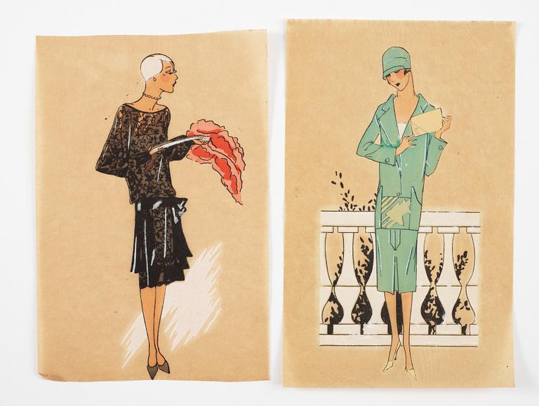 A set of 34 fashion posters from 1920/30s.