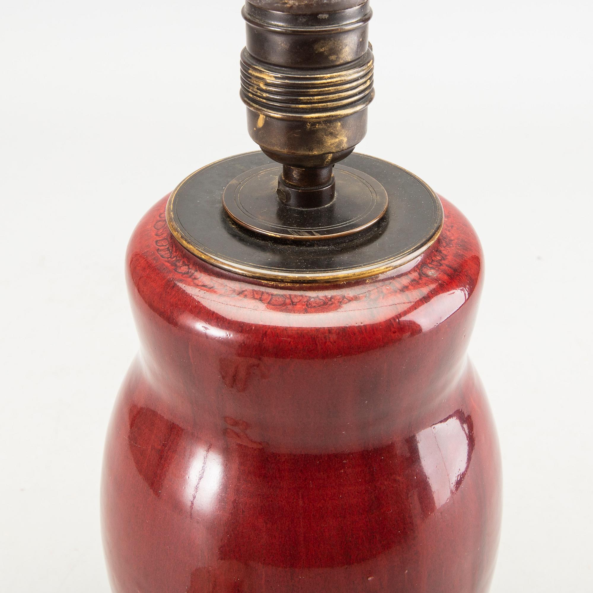 Carl Halier, table lamp, stoneware , the bronze base by  Knud Andersen, Royal Copenhagen.
