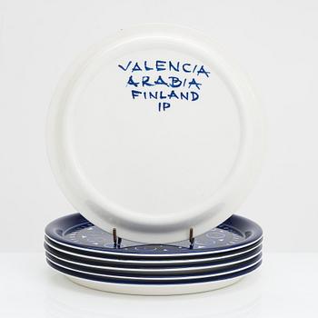Ulla Procopé, six porcelain chargers / dishes 'Valencia' for Arabia.