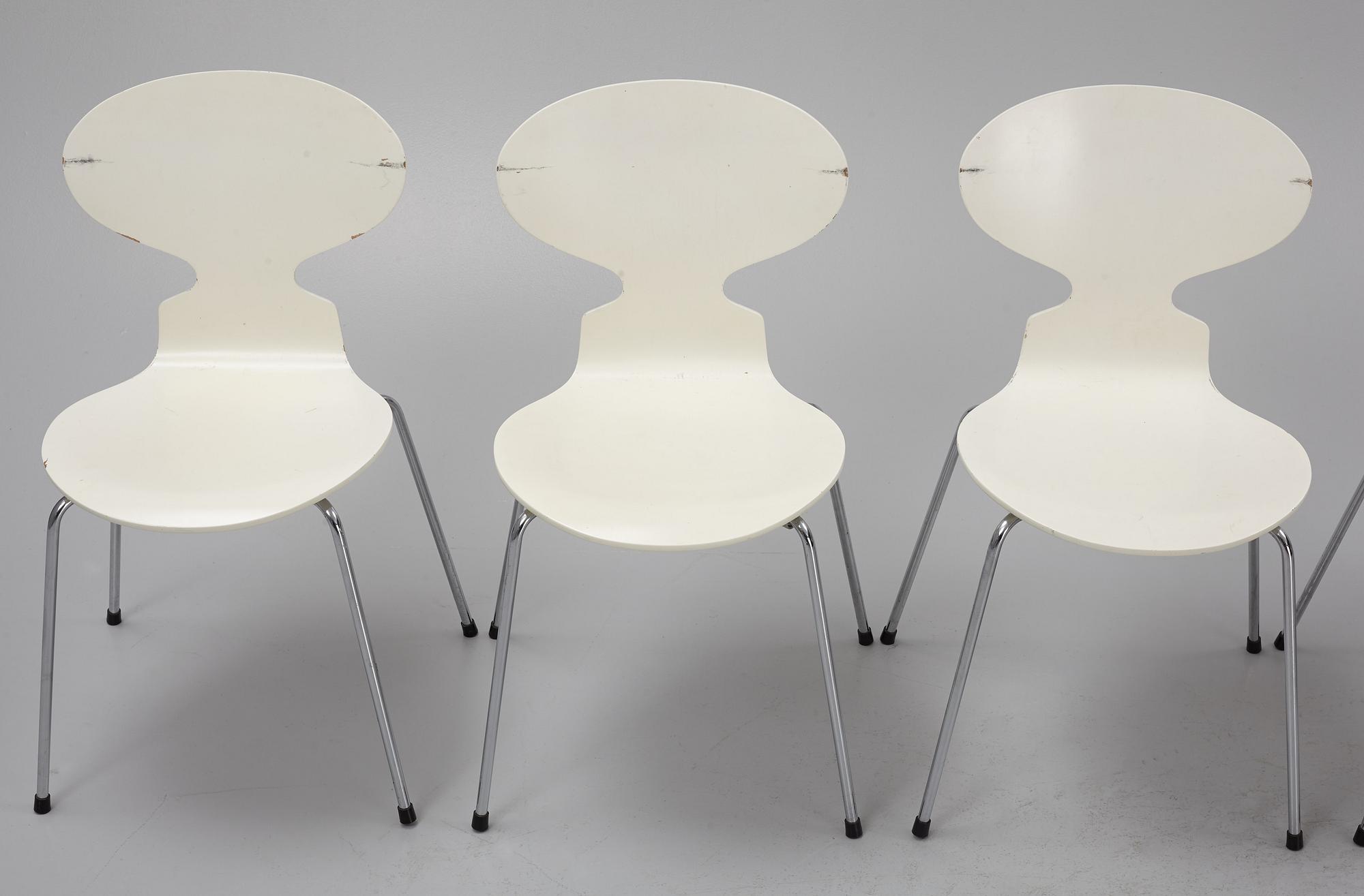 Arne Jacobsen, stolar, 6 st., "Myran", Fritz Hansen, Danmark,