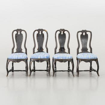 Six swedish rococo 18th century chairs.