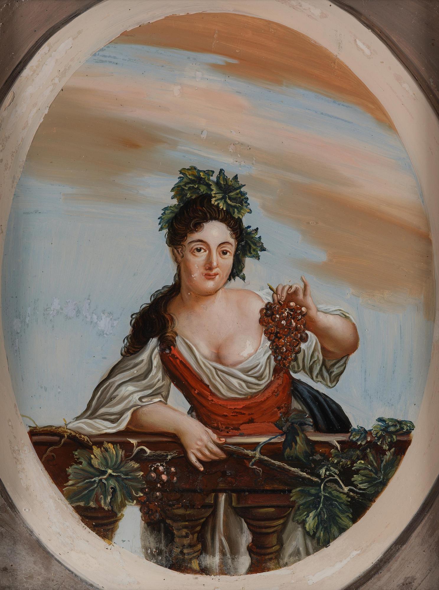 Glasmålningar, ett par, 1800-talets första hälft.