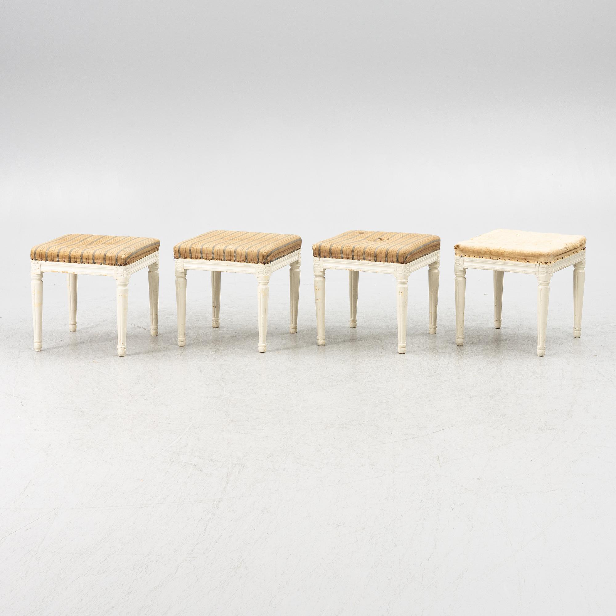 A set of four Gustavian stools, early 19th century.