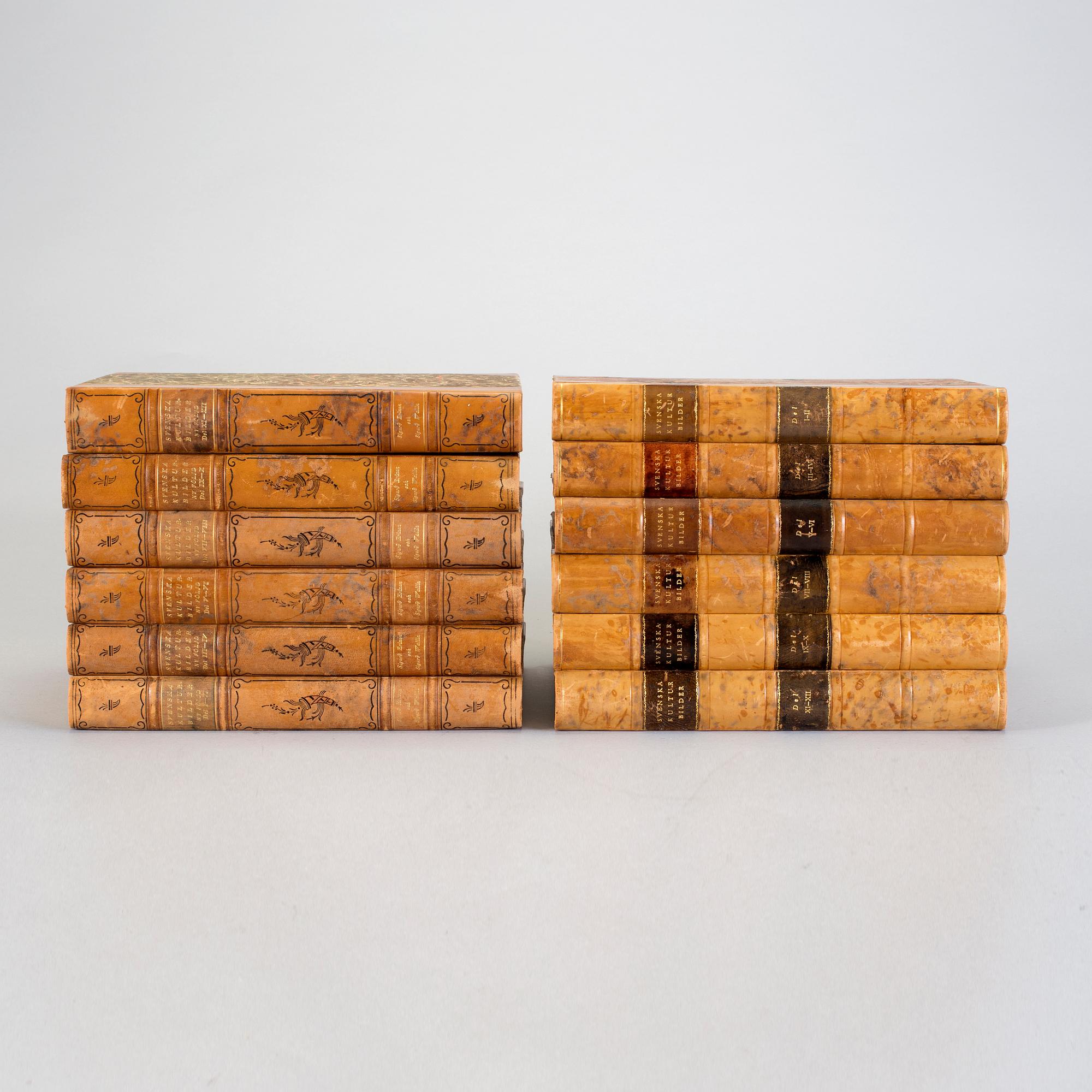 BOKVERK, 12 vol, "Svenska Kulturbilder" resp "Svenska kulturbilder Ny följd" Sigurd Erixon o Sigurd Wallin, Stockholm.