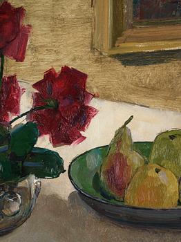 Olle Hjortzberg, Still life with roses and fruit.