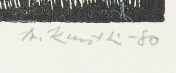 ALLAN KUNTSI, etsningar och träsnitt 10 st, signerade och daterade, numrerade.