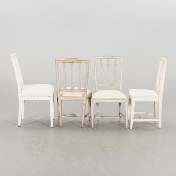 A SET OF 5 SLIGHTLY DIFFERENT LATE GUSTAVIAN SWEDISH CHAIRS, around the year 1800.