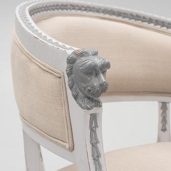 A late Gustavian style armchair, contemporary.