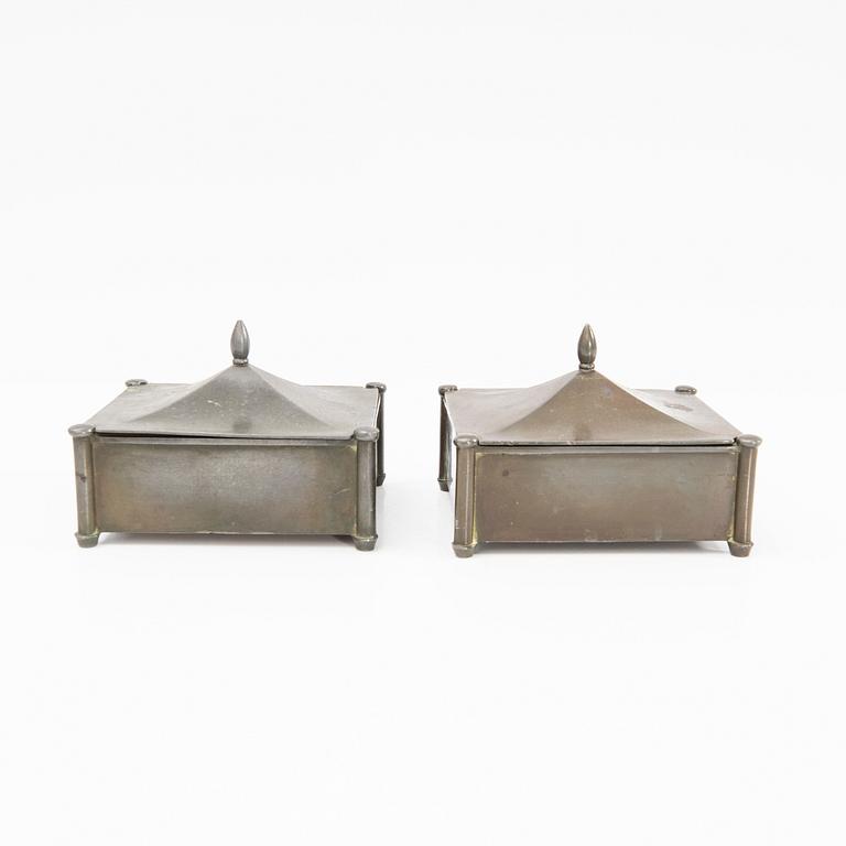 Just Andersen, a pair of boxes, Denmark, first half of the 20th century.