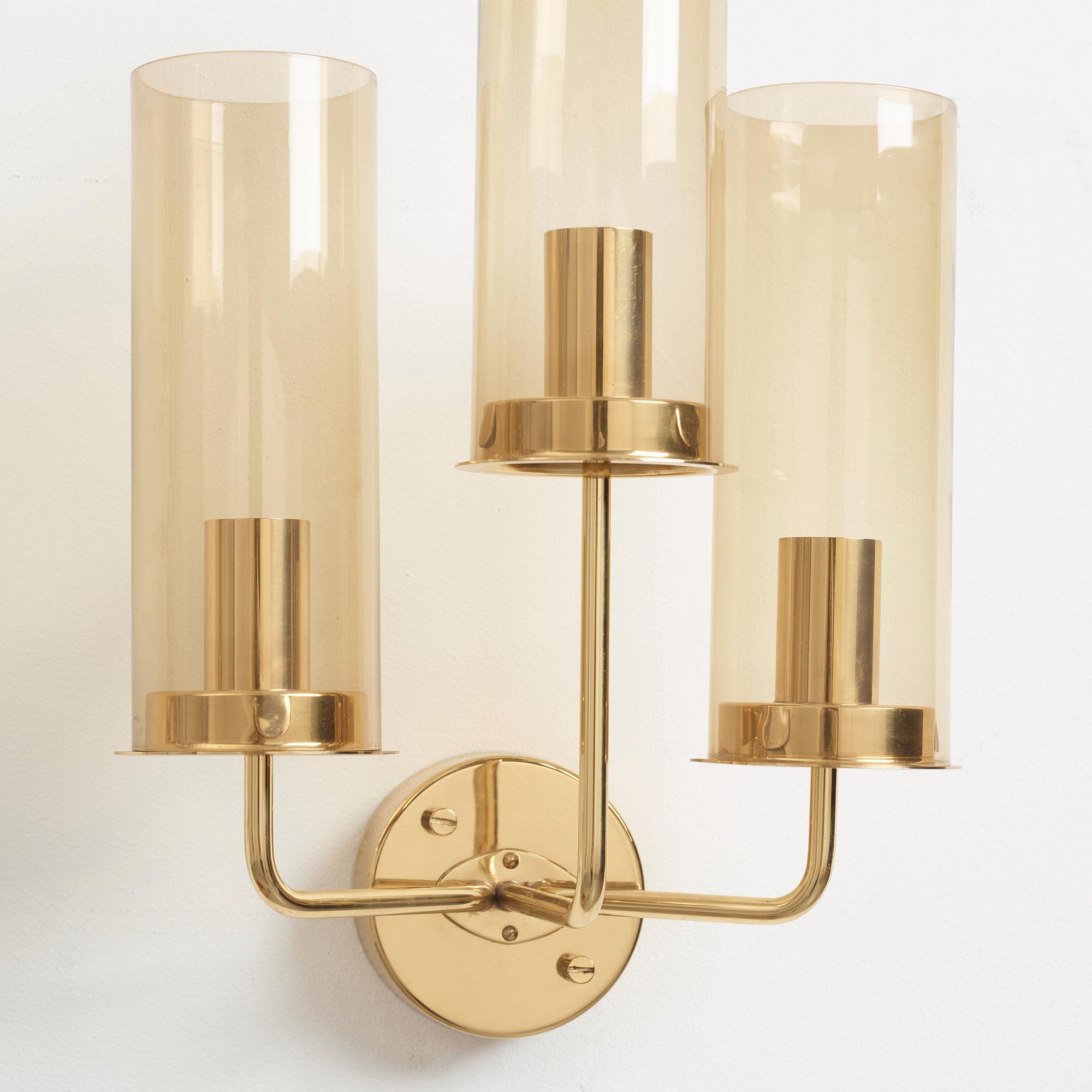 Hans-Agne Jakobsson, a pair of wall lamps, model "Sonata", "V169-3", Hans Agne Jakobsson AB, Markaryd, 1960-70s.