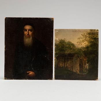 OKÄND KONSTNÄR, 1700-TAL. 2 st, olja på duk, pannå.