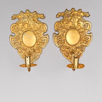 LJUSPLÅTAR, ett par, 1800-/1900-tal.