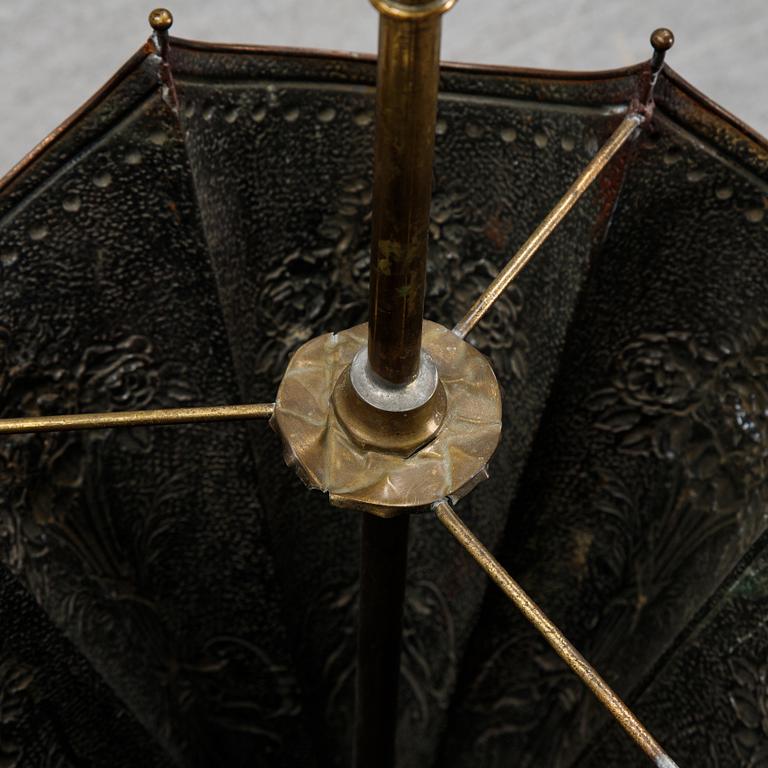 A brass and copper umbrella stand, first half of the 20th Century.