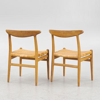 Hans J. Wegner, chairs, 7 pcs, "W2", CM Madsen, Denmark, designed in 1953.