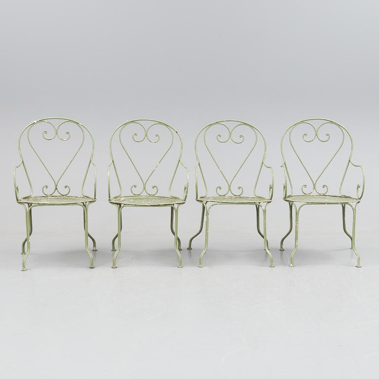 TRÄDGÅRDSMÖBLER, 5 delar, metall, 1900-tal.