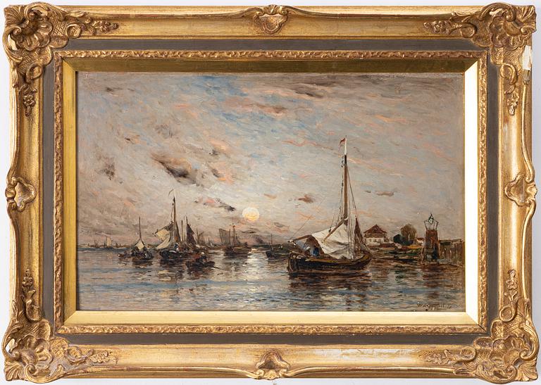 Wilhelm von Gegerfelt, Coastal scene with fishing boats.