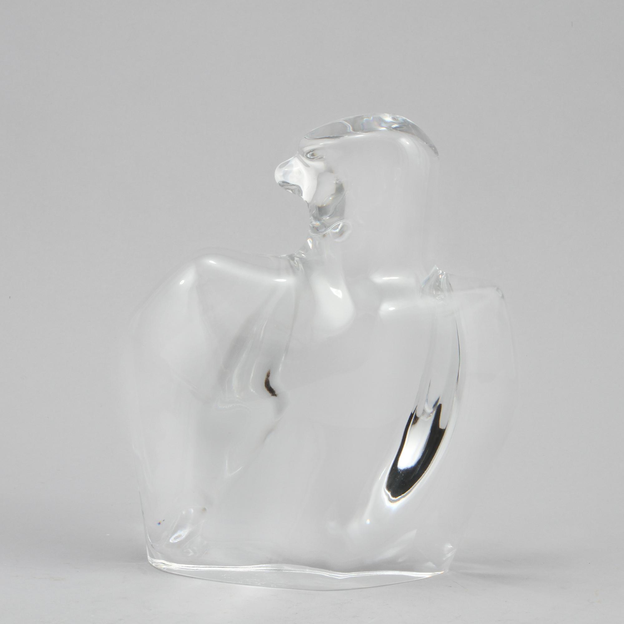 SKULPTUR, glas, Olle Alberius, Orrefors, signerad.