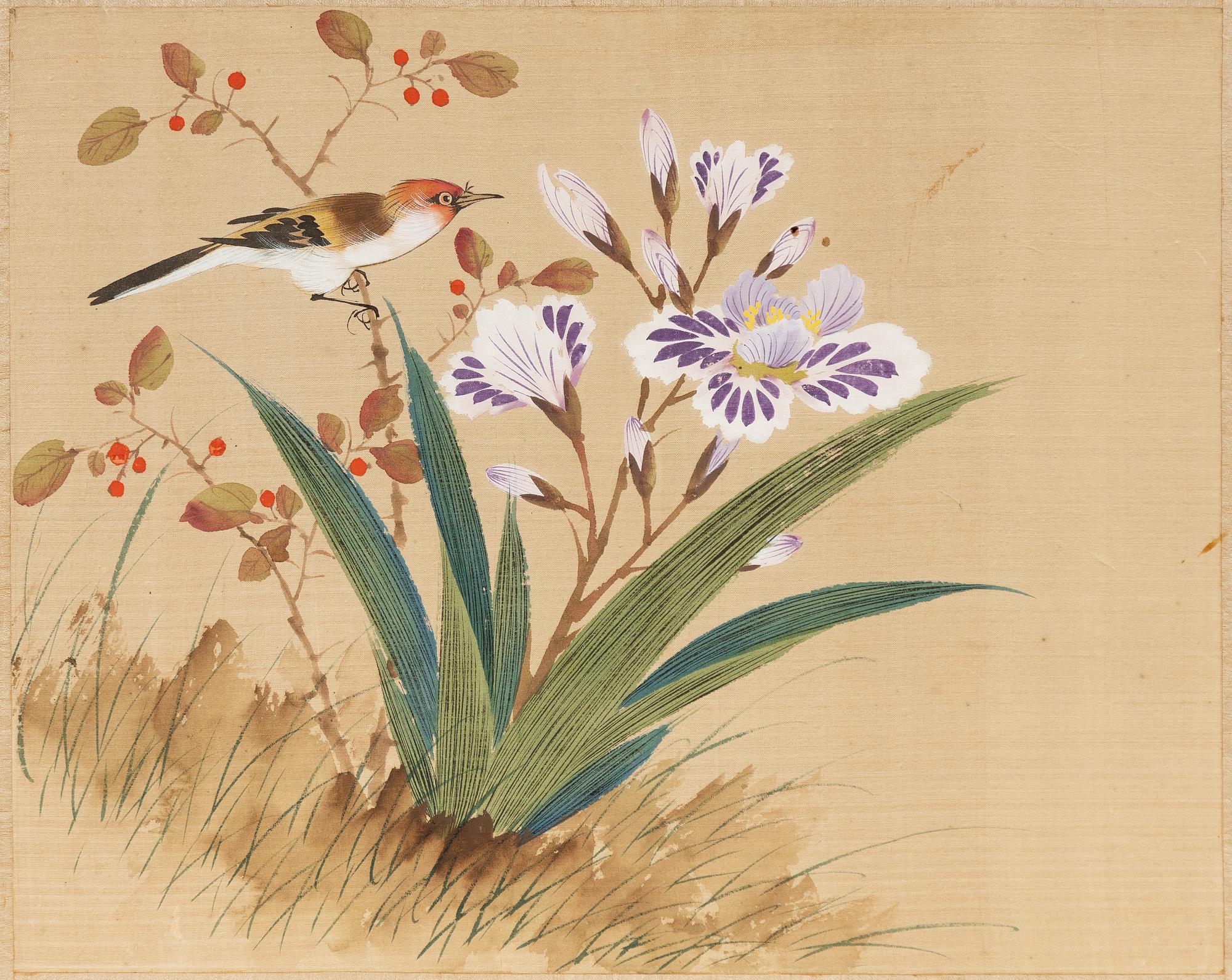 Three paintings on silk, China, mid-20th Century.