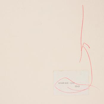 CO Hultén, blandteknik på papper, signerad och utförd 1947.