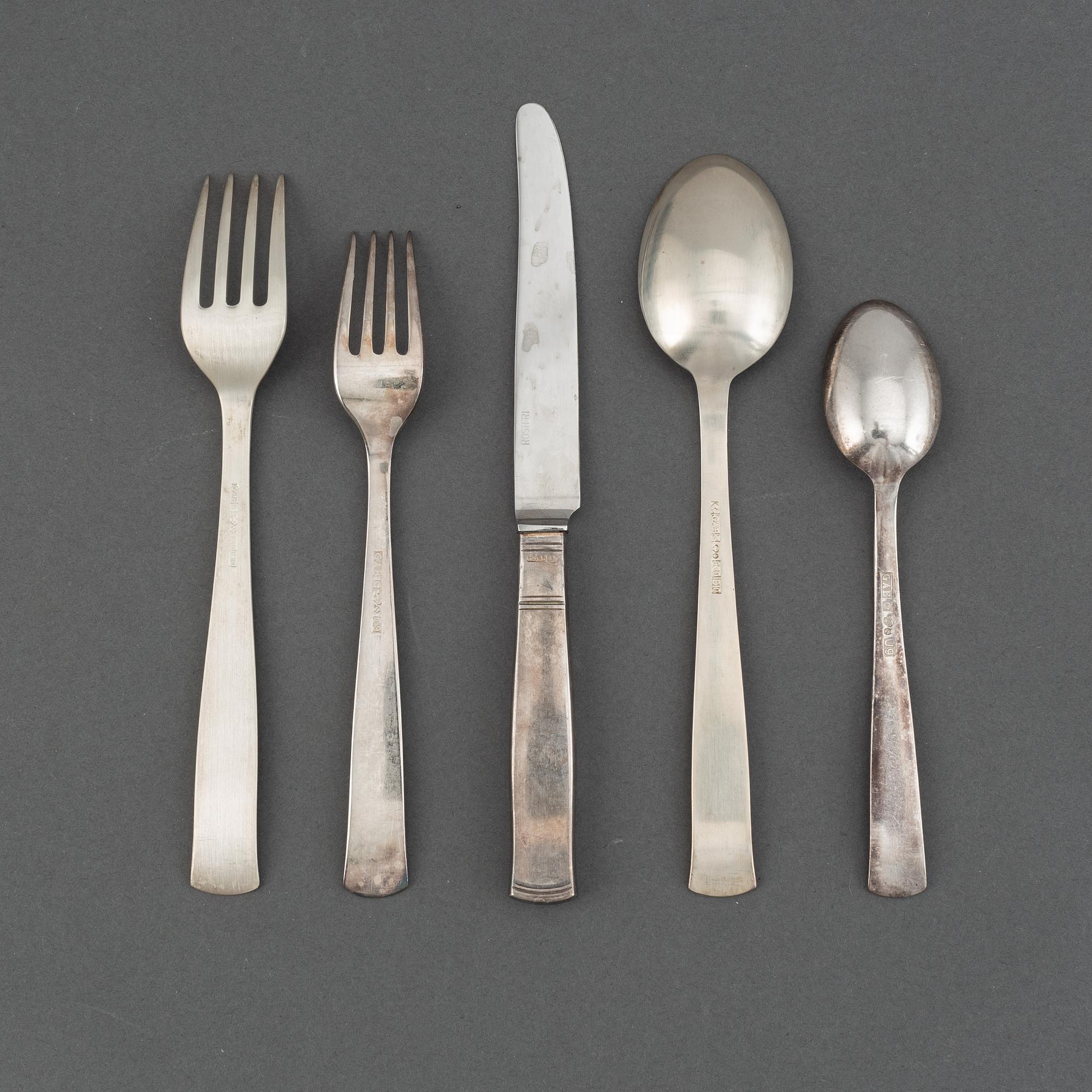 Jacob Ängman, a silver cutlery service, 'Rosenholm', GAB (45 pieces).