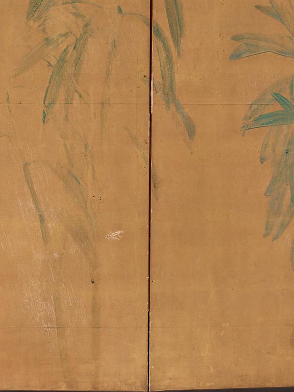 A Japanese six fold screen, early 20th Century.