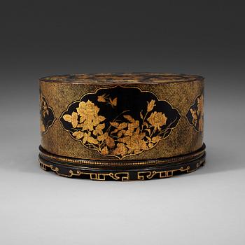 213. A black lacquer cabinet box with multiple drawers, Qing dynasty, 19th Century.