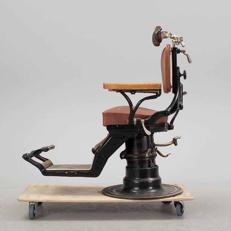 A dental chair, circa 1900.