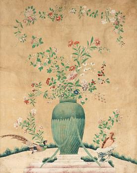 180. A framed piece of wall paper, Qing dynasty (1644-1912).