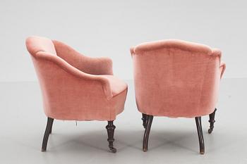 FÅTÖLJER, ett par, nyrokoko, 1800/1900-tal.