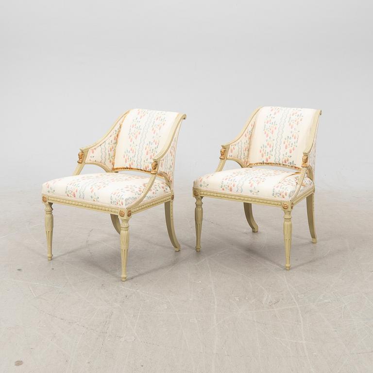 Pair of Armchairs, Sengustvian Style, Early 20th Century.