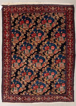 Senneh rug, semi-antique, Gol pattern on dark blue background, approx. 195 x 135 cm.
