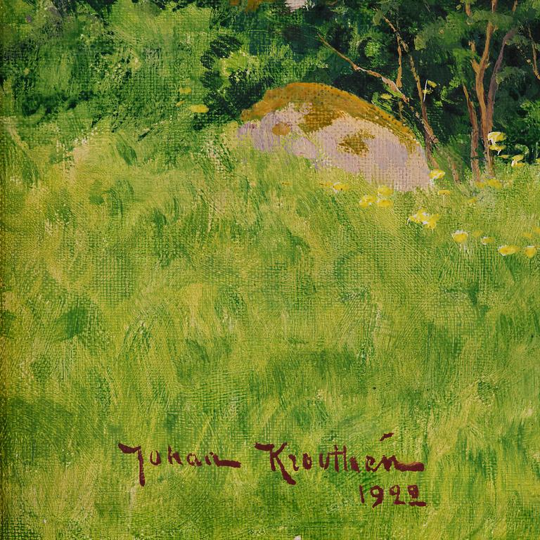 Johan Krouthén, Summer landscape with fruit trees in bloom.