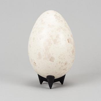 Hans Hedberg, a faience sculpture of an egg and a vase / egg cup, Biot, France.
