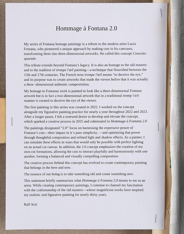 Ralf Arzt, "Trompe l'oeil Hommage à Fontana 2.0 V".