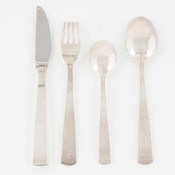Jacob Ängman, a 48-piece silver flat wear set, 'Rosenholm', GAB,