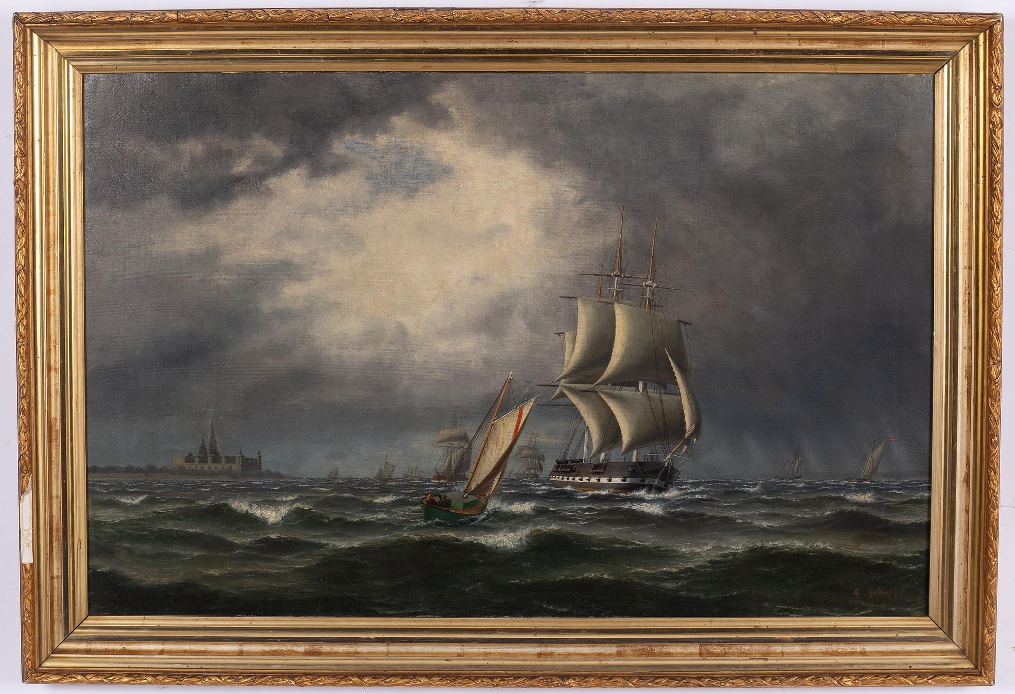 Thorvald Möller, Frigate and Pilot Boat off Kronborg.