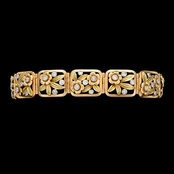 1169. A gold and diamond bracelet, tot. app. 1.50 cts, late 1940's.