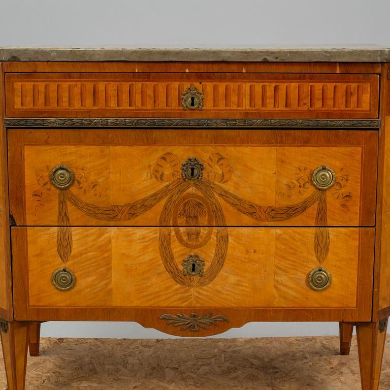 A late 19th century Gustavian style chest of drawers.