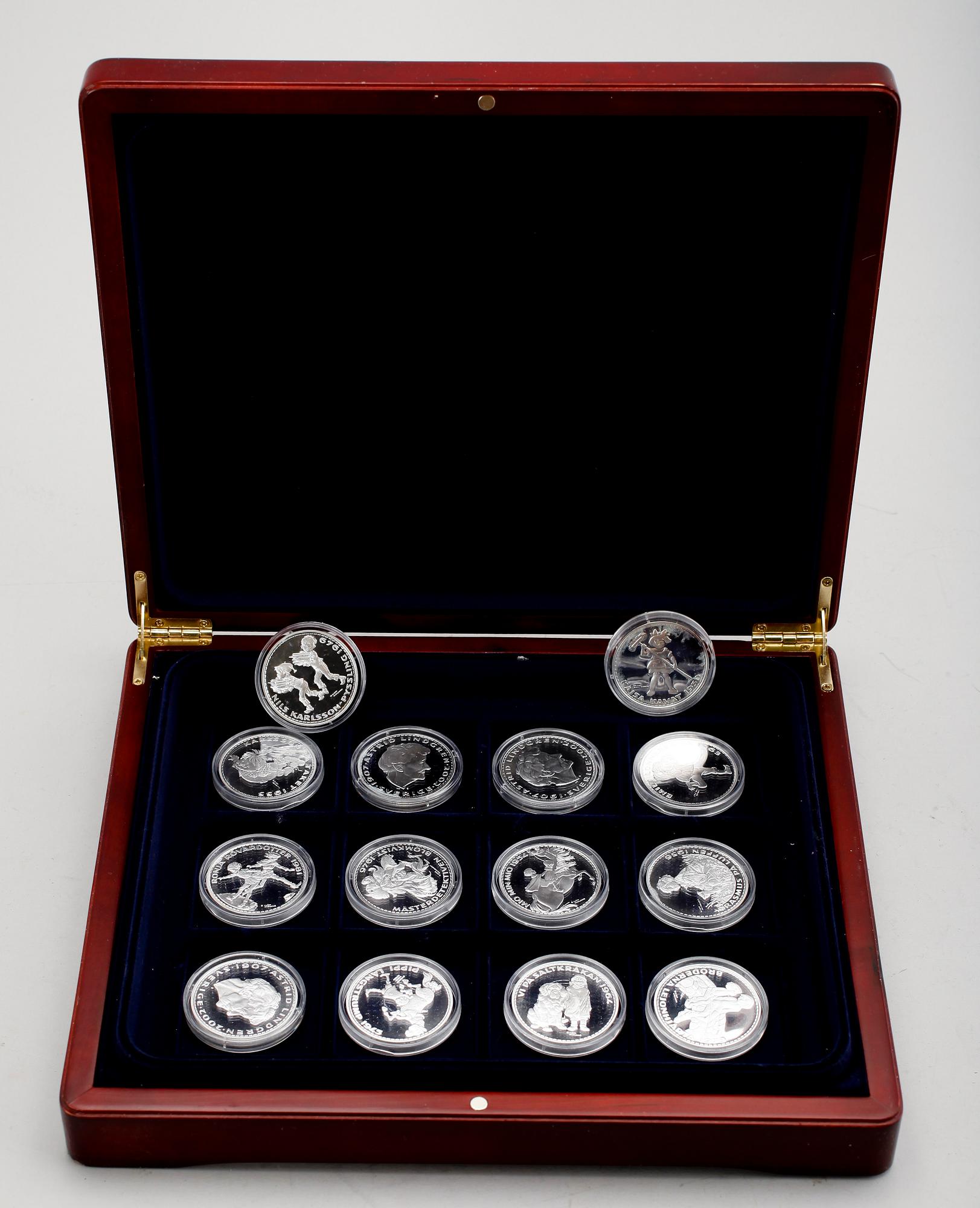 MEDALJER, 14 st, silver, Astrid Lindgren. Vikt ca 378 g.