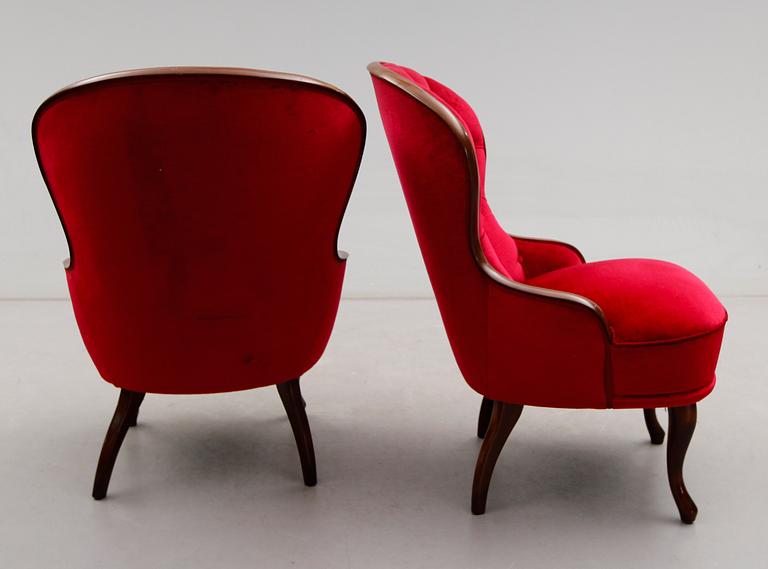 FÅTÖLJER, 1 par, 1900-talets första hälft.