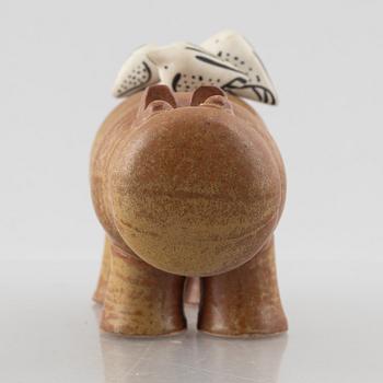 Lisa Larson, figurin, stengods, "Flodhäst med fåglar", Gustavsberg, 1966–1970.