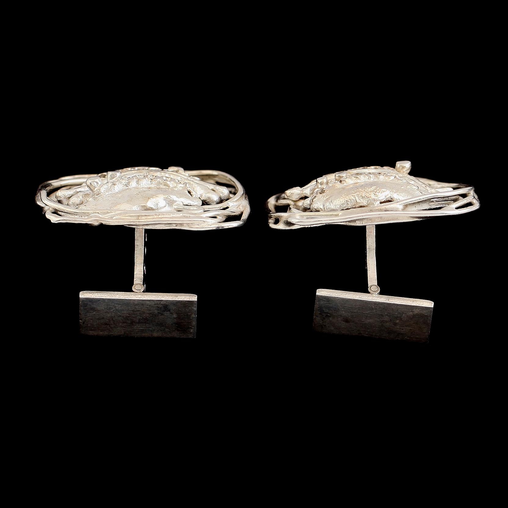 MANSCHETTKNAPPAR, 1 par, silver, SMED, Göteborg 1972. Total vikt ca 30 g.